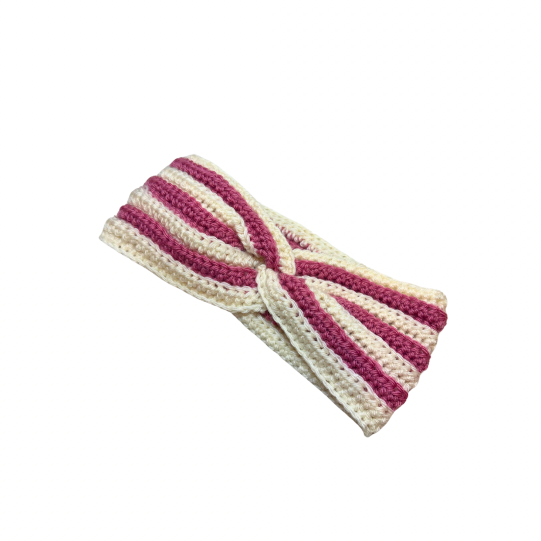 Pink and Off-White Ear Warmer