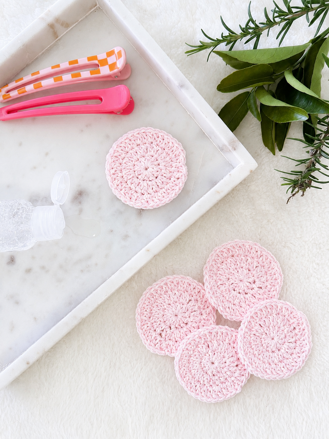 Crocheted Face Scrubbies (100% Cotton) (Round) (Light Pink)
