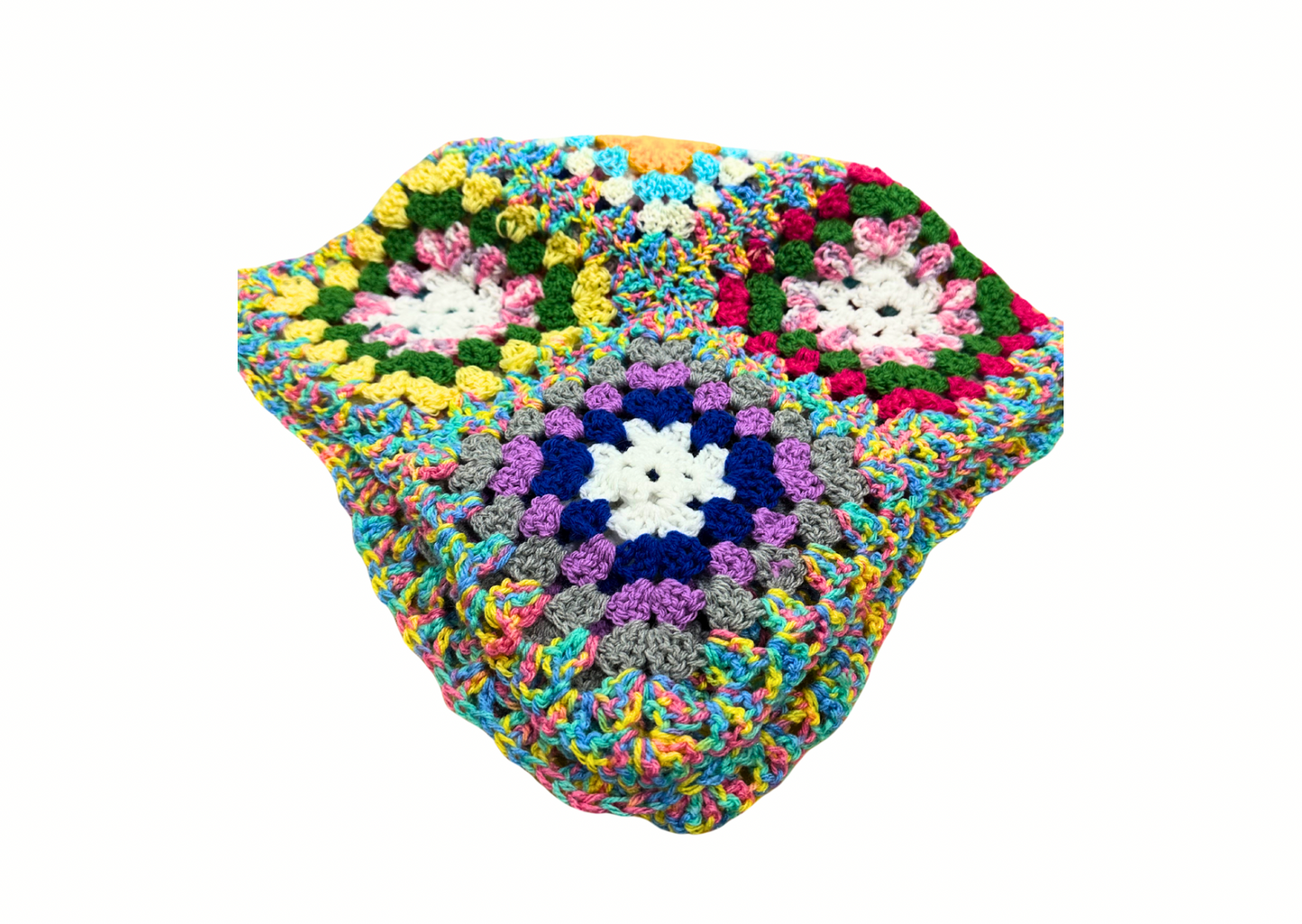 Multicoloured ‘Granny Square’ Crocheted Lap Blanket