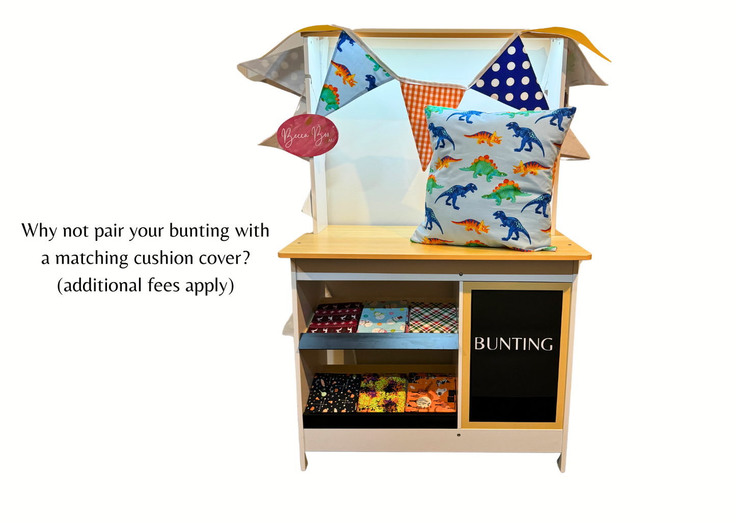 Dinosaur, Yellow, Blue Polka Dot and Orange Gingham Bunting