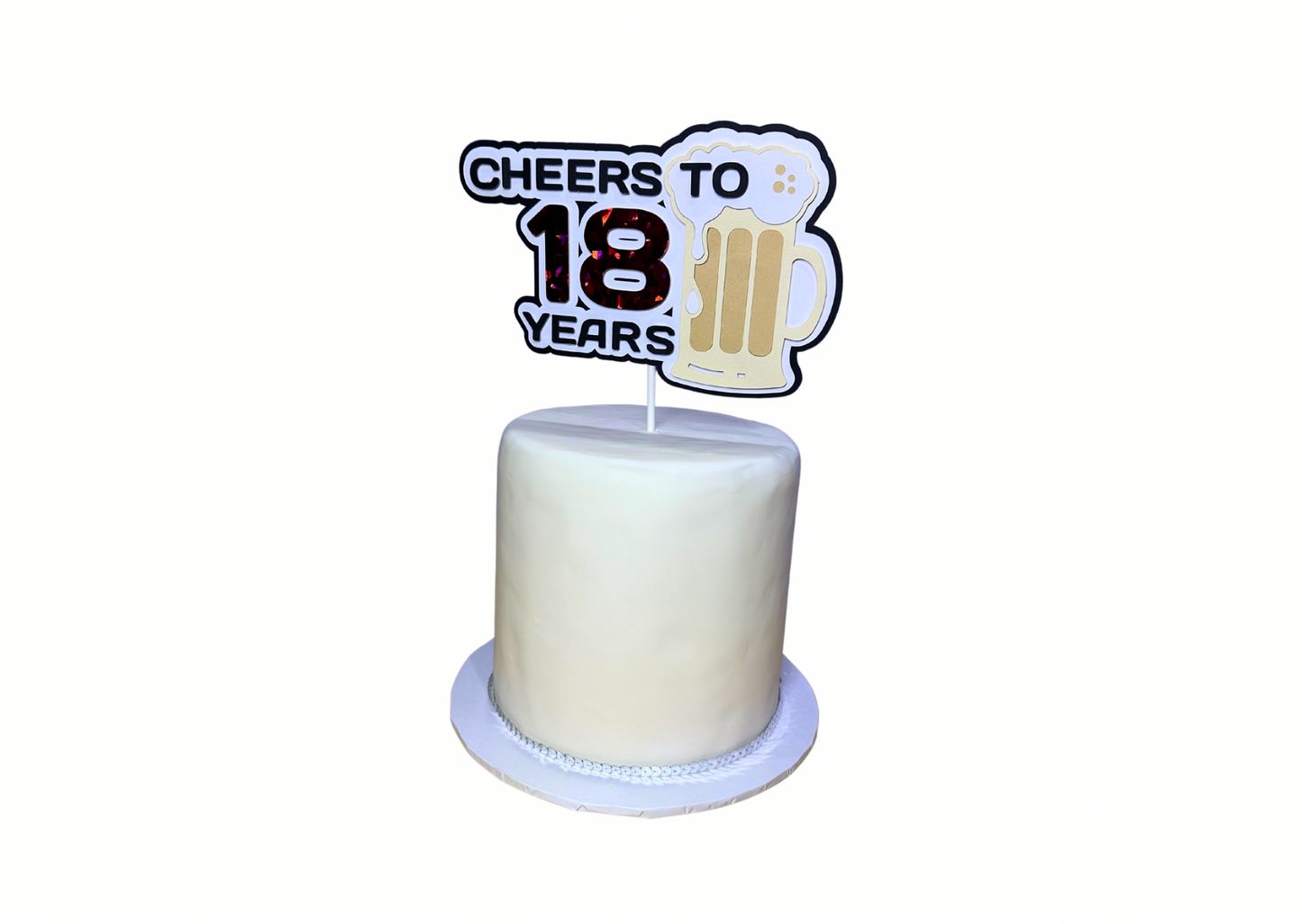 “Cheers to 18 Years” Cake Topper