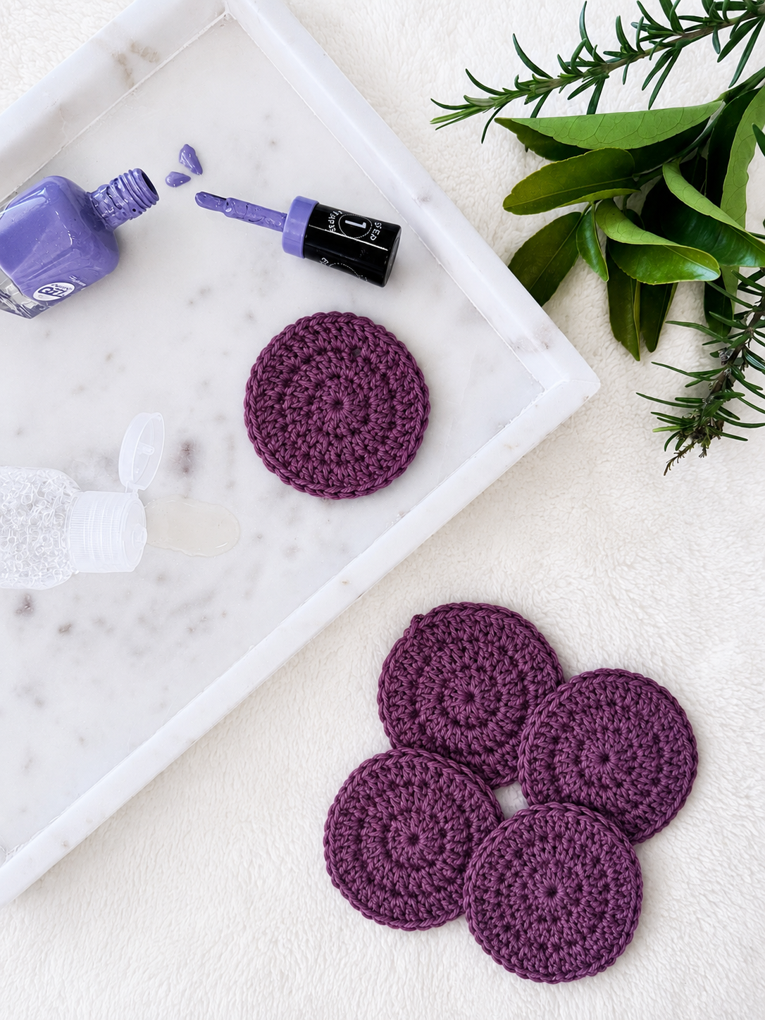 Crocheted Face Scrubbies (100% Cotton) (Round) (Dark Purple)