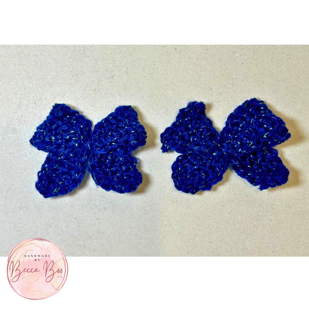 Dark Blue Sparkle Hair Bow