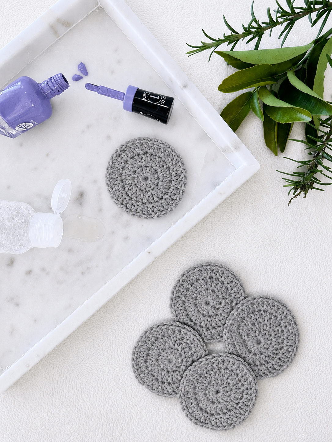 Crocheted Face Scrubbies (100% Cotton) (Round) (Grey)