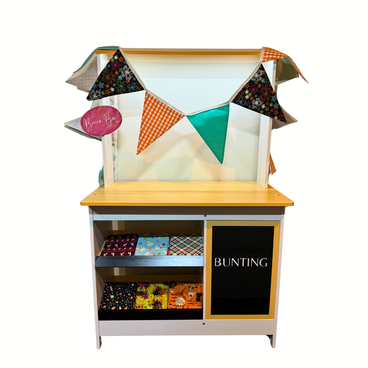 Black Flowers and Butterflies, Orange and Turquoise Bunting