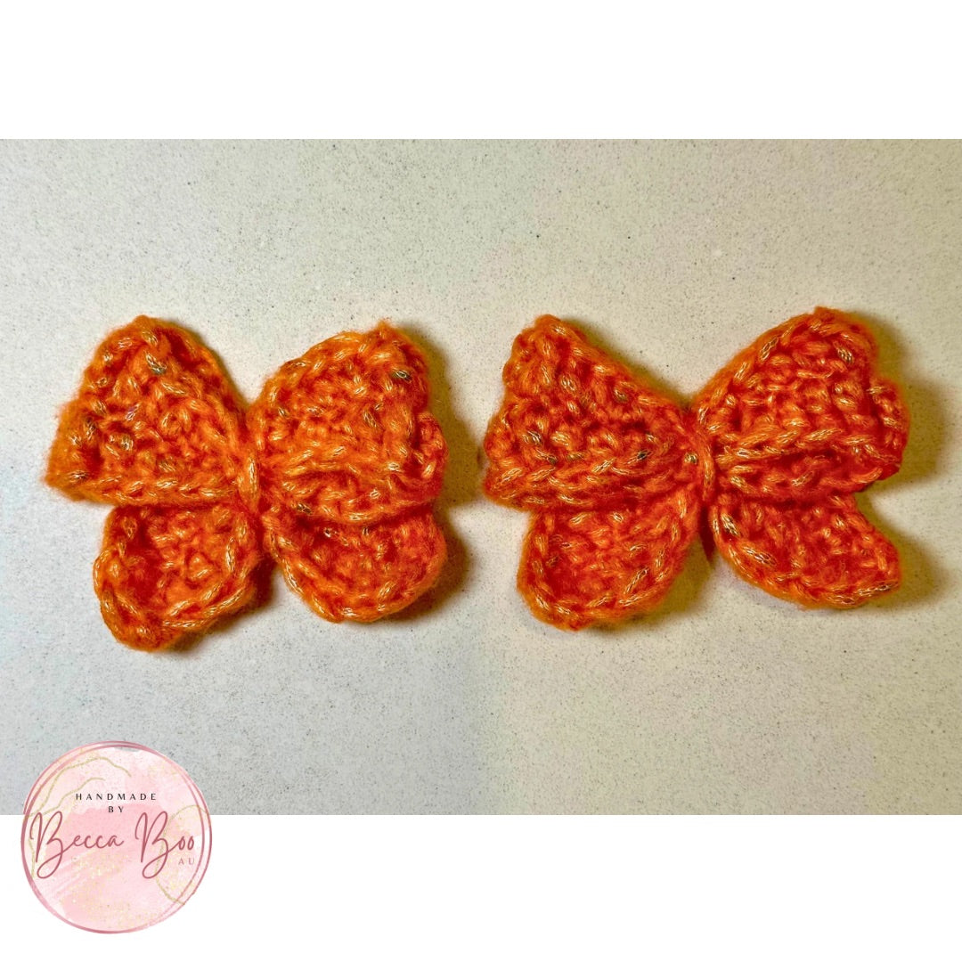 Orange Flecked Hair Bow