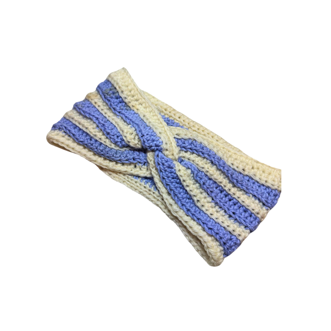 Blue and Off-White Ear Warmer
