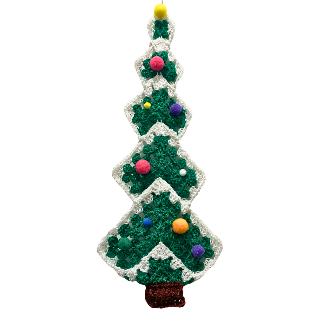 Christmas Tree Wall Hanging (Green and White - Decorated)