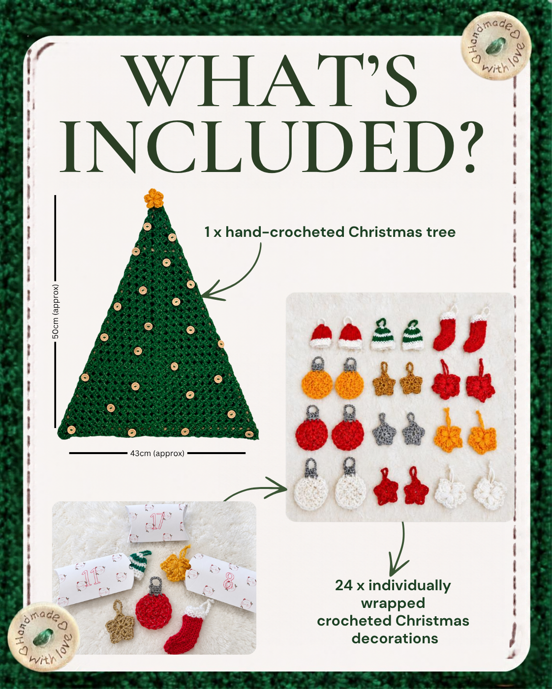 PRE-ORDER: Handmade Crochet Christmas Advent Calendar | Reusable Christmas Countdown Keepsake