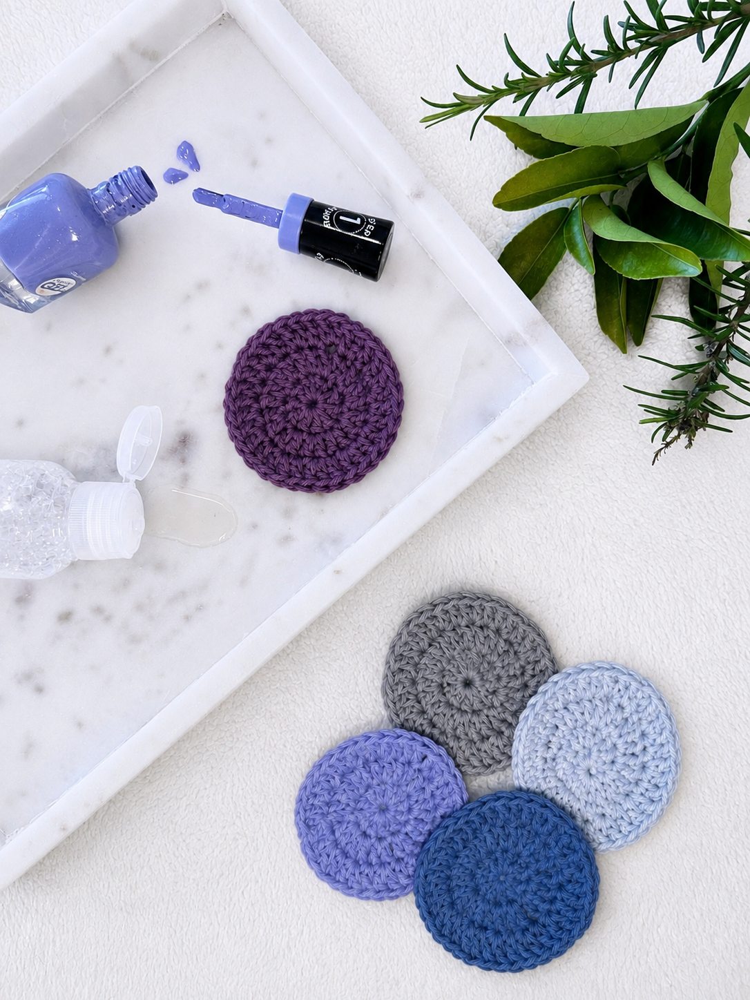 Crocheted Face Scrubbies (100% Cotton) (Round) (Mixed Pack: Grey/Purple Tones)