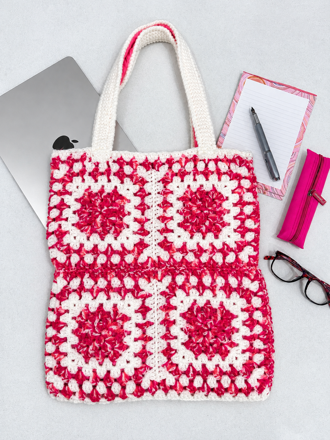 Crocheted Tote Bag (Pink Variegated)