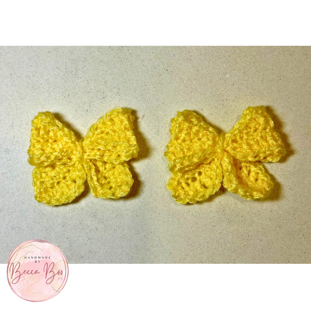Pale Yellow Sparkle Hair Bow