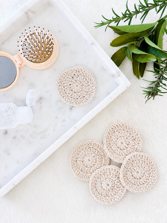 Crocheted Face Scrubbies (100% Cotton) (Round) (Beige)