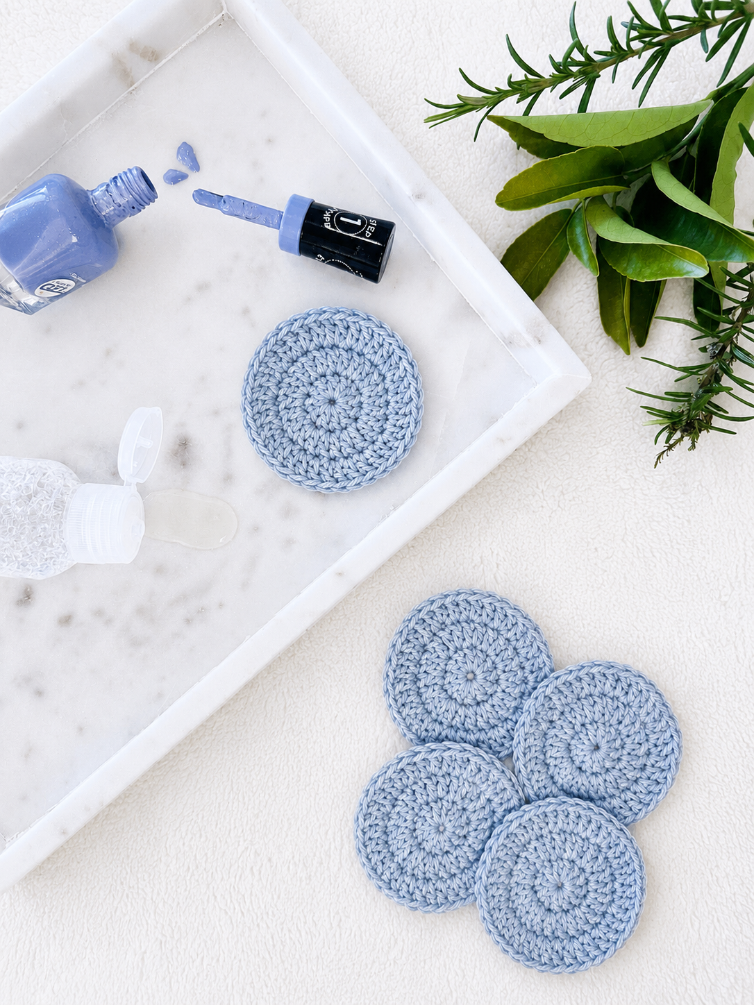 Crocheted Face Scrubbies (100% Cotton) (Round) (Dusty Blue)