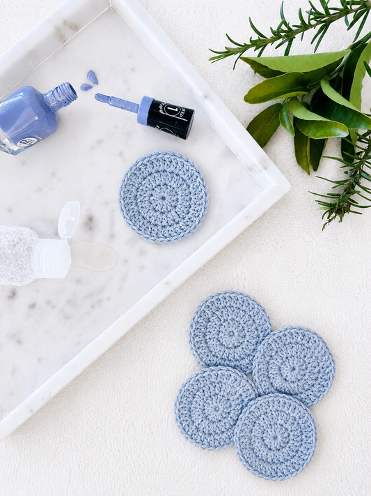Crocheted Face Scrubbies (100% Cotton) (Round) (Dusty Blue)