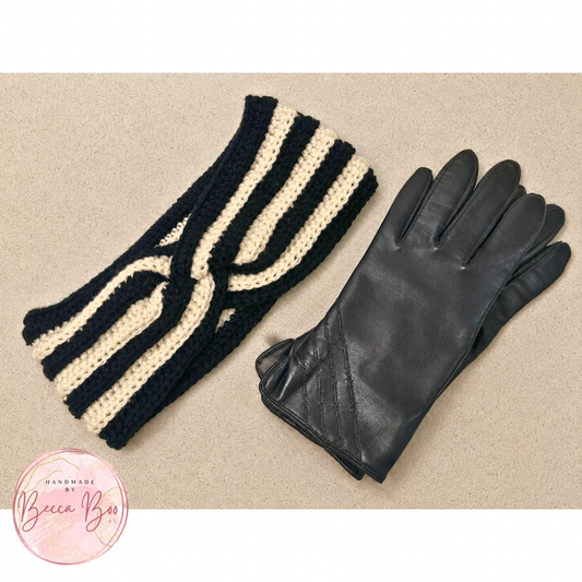 Black and Off-White Ear Warmer