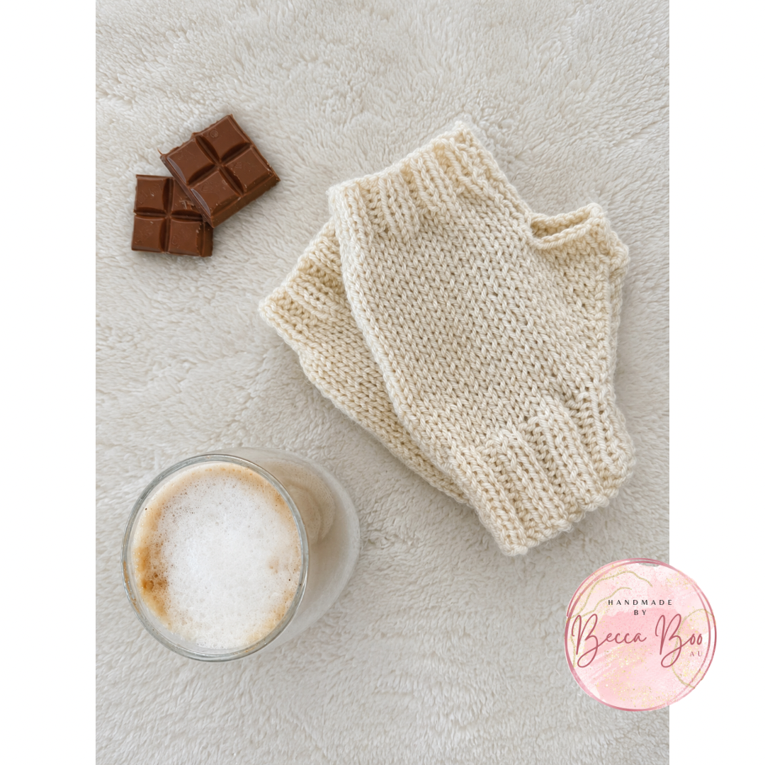 Fingerless Gloves (Cashmerino) (Beige)