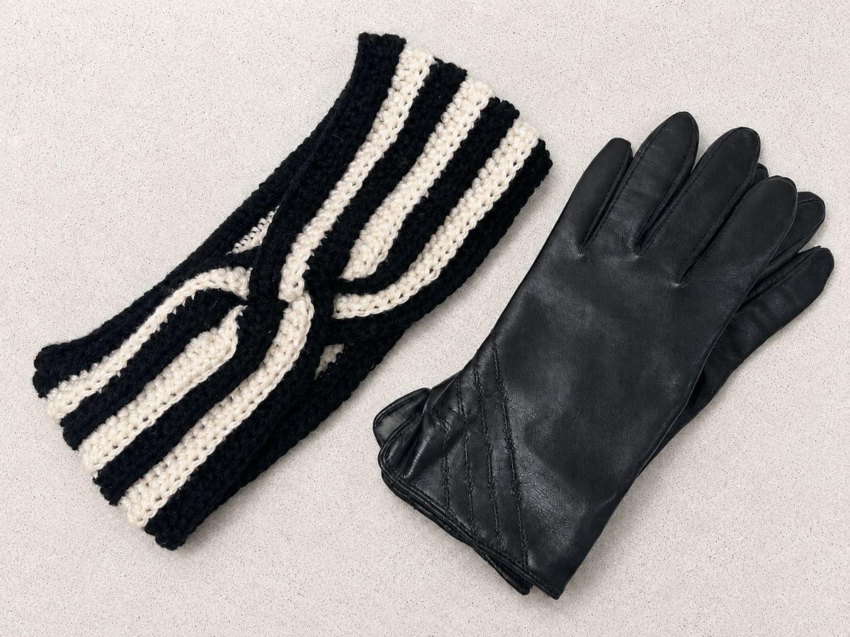 Black and Off-White Ear Warmer